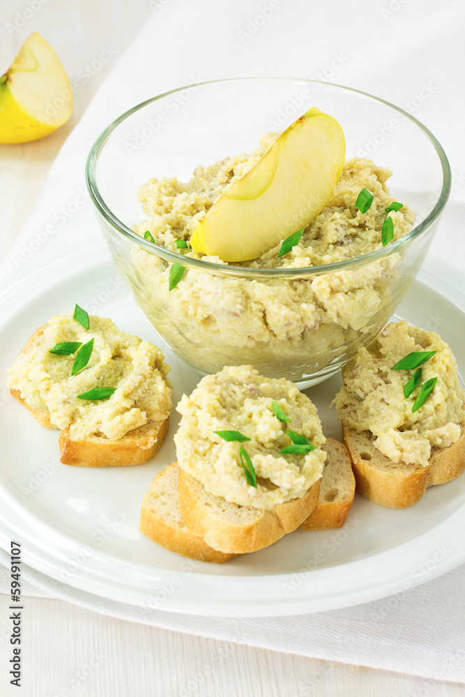 Creamy pate served with french bread Creamy pate served with french bread