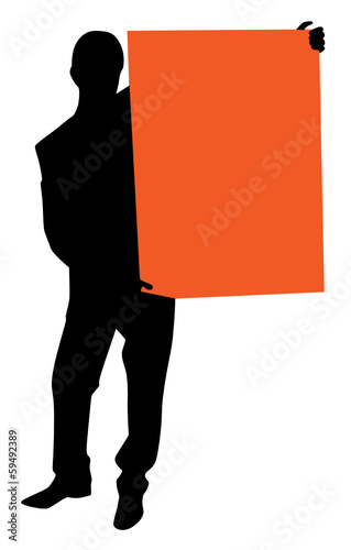 Mann mit Schild