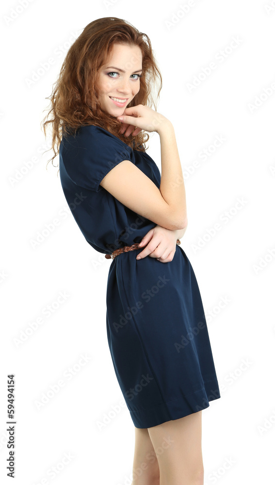 Beautiful young girl in dress isolated on white Beautiful young girl in dress isolated on white