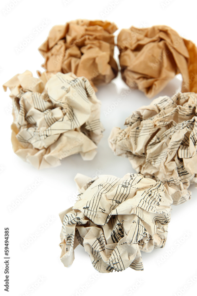 Crumpled paper balls isolated on white Crumpled paper balls isolated on white