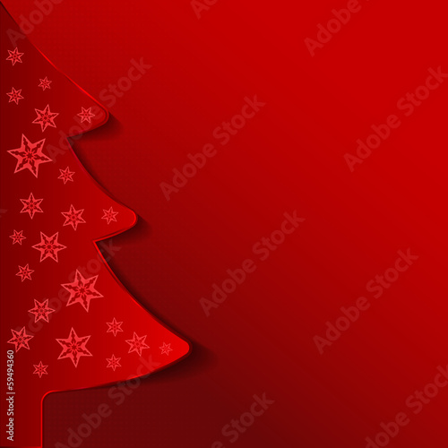 Abstract red vector Christmas background with tree