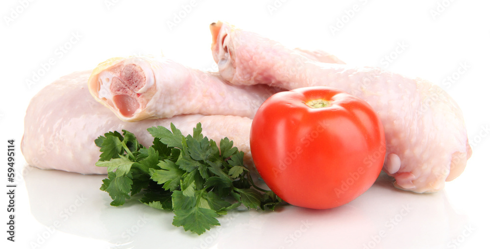 Raw chicken legs isolated on white Raw chicken legs isolated on white