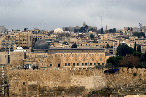 Al Aksa Mosque from Mount of Olives, Jerusalem, Israel