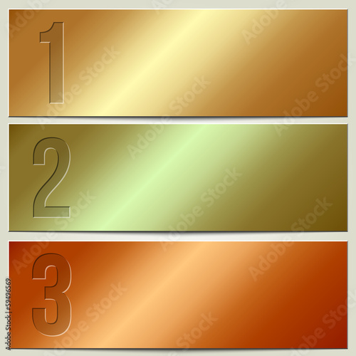 Vector infographic enumerated metallic presentation banner set