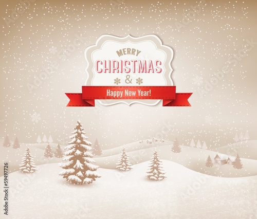 Christmas winter landscape background