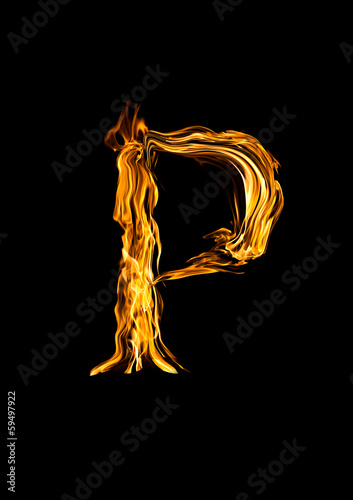 Fire alphabet. letter P
