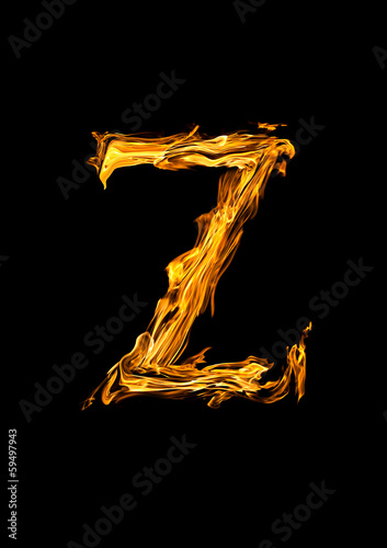 Fire alphabet. letter Z