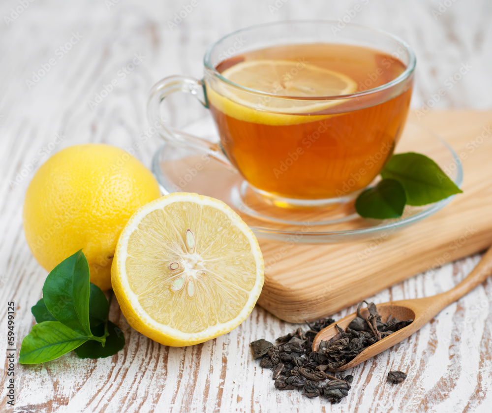 Tea and lemon slice Tea and lemon slice