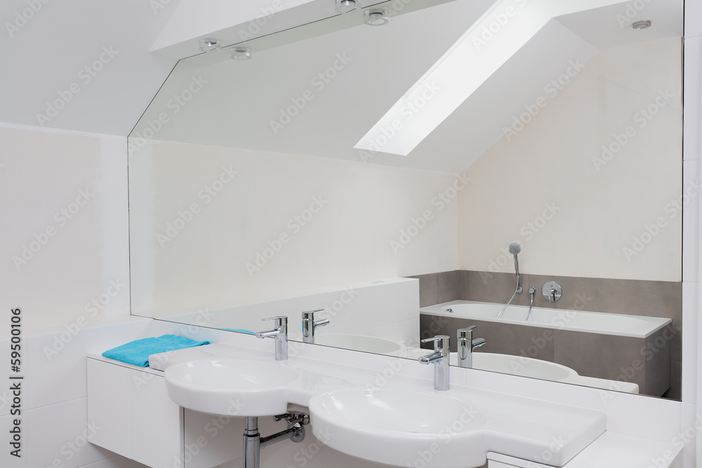 Luxury bathroom with huge mirror Luxury bathroom with huge mirror