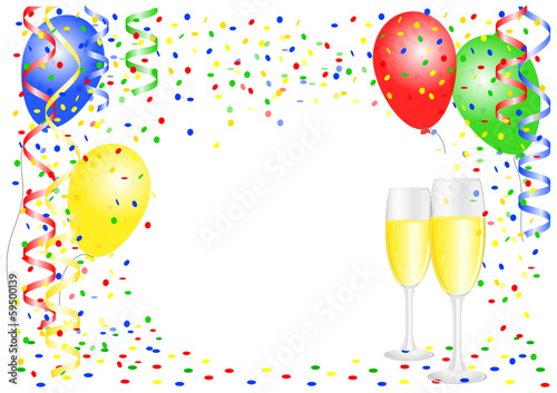 Party Hintergrund mit Konfetti und Luftballons