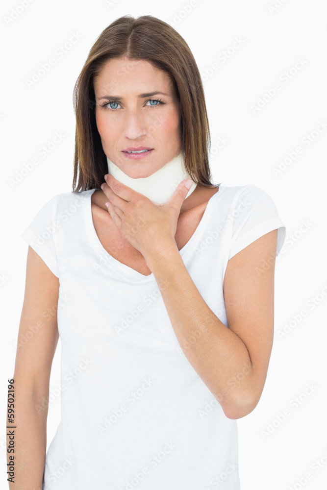 Portrait of a young woman wearing cervical collar Portrait of a young woman wearing cervical collar