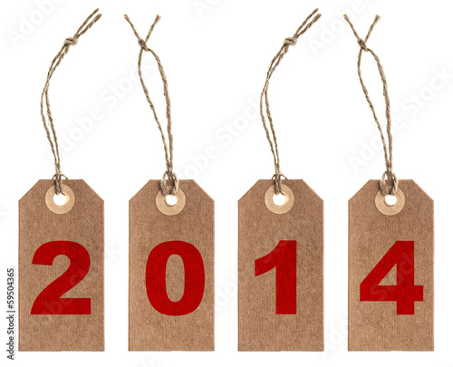 brown paper tag with string. New Year 2014