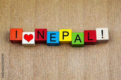 I Love Nepal, Asia, sign series for travel & holidays