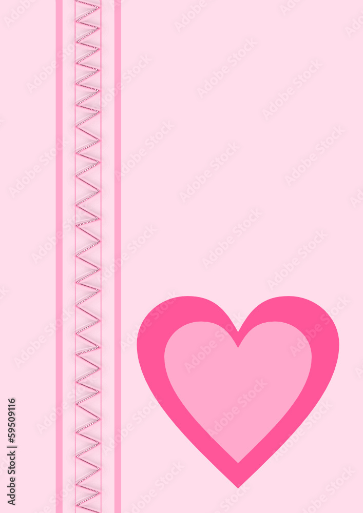 Karte rosa mit einem Herz