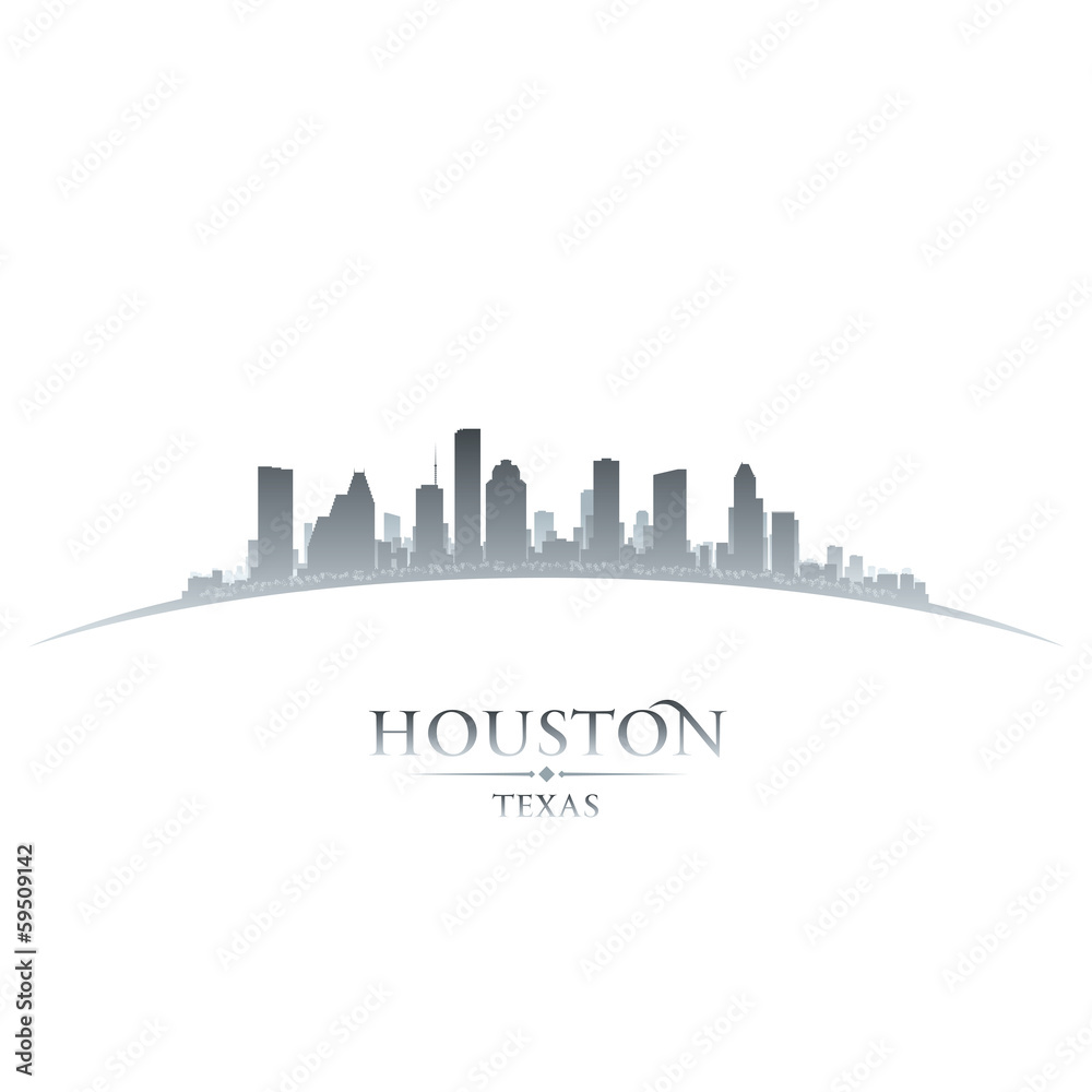 Houston Texas city skyline silhouette white background