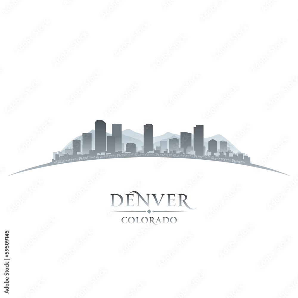 Denver Colorado city skyline silhouette white background