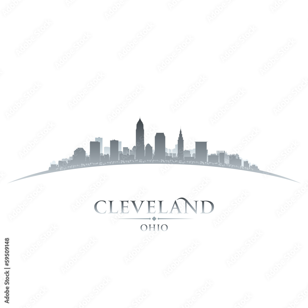 Cleveland Ohio city skyline silhouette white background