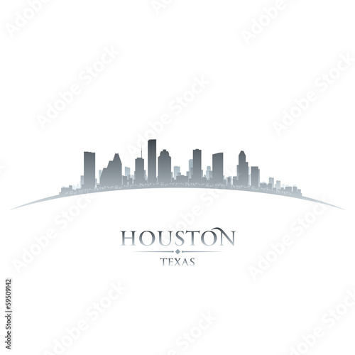 Houston Texas city skyline silhouette white background