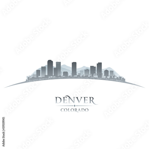 Denver Colorado city skyline silhouette white background