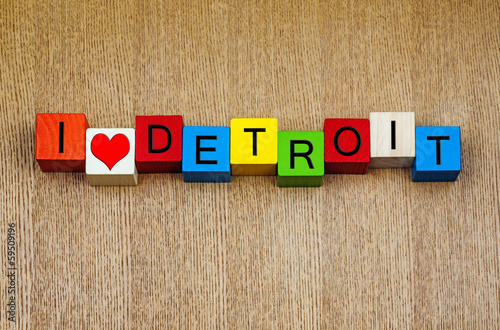 I Love Detroit, Michigan, sign series, American cities, travel