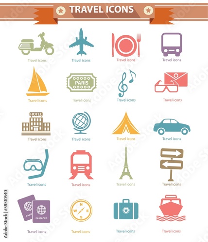 Travel icons,Colorful version