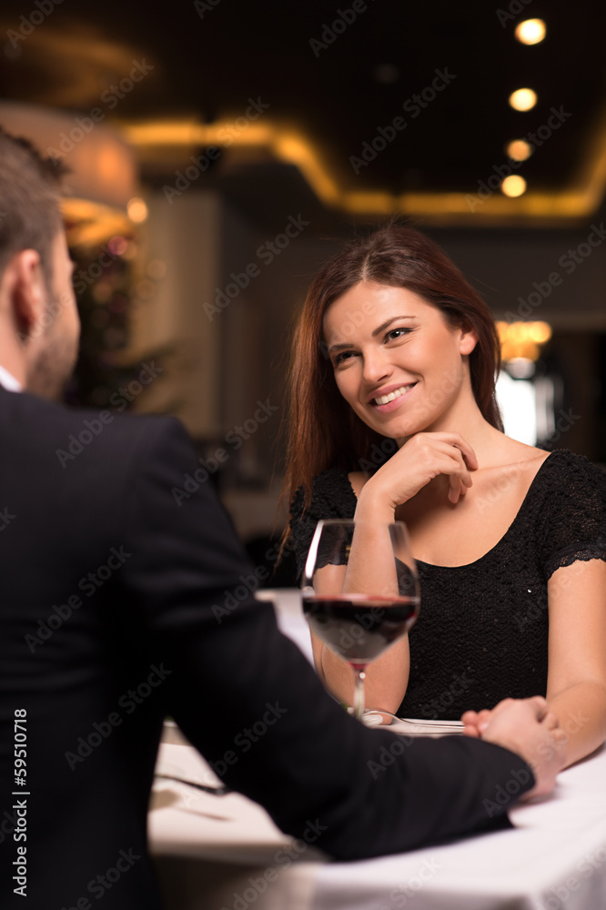 Romantic date at the restaurant. Romantic date at the restaurant.