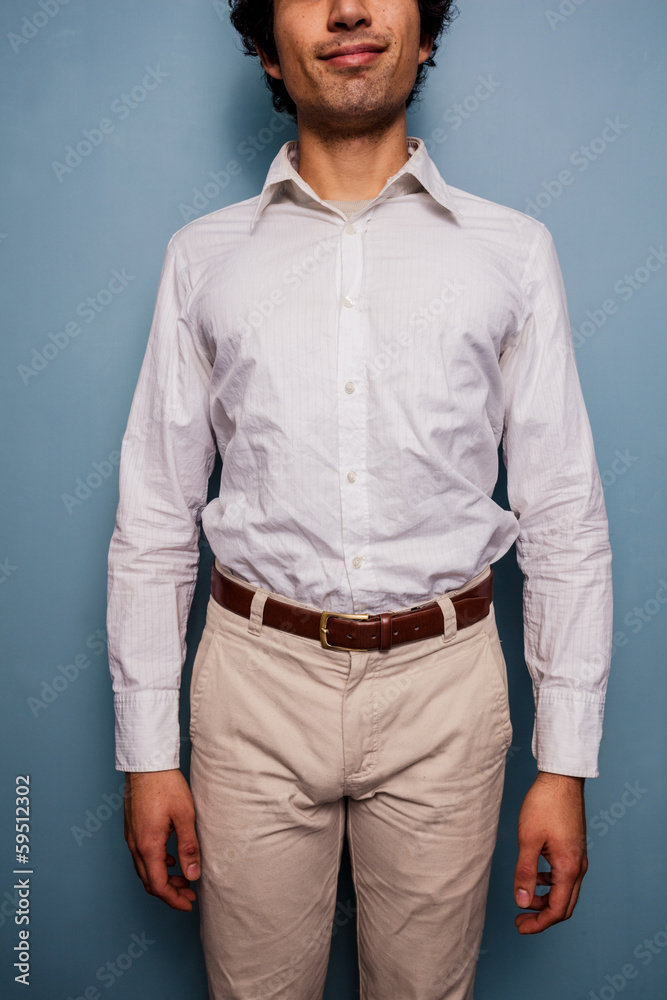 Obraz premium Young man in white shirt
