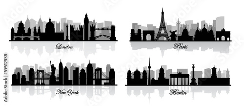 vector london, new york, berlin and paris