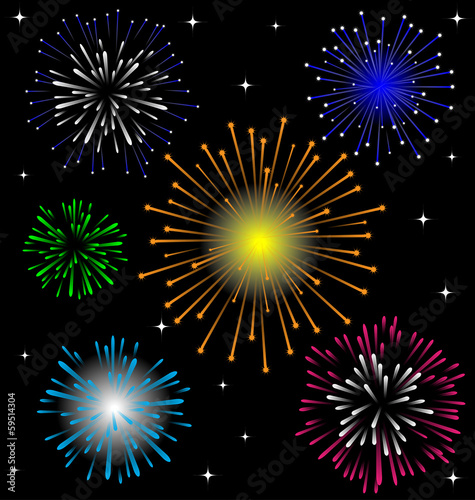 Colorful Firework vector set