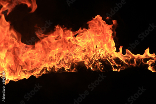 Blazing flames on black background