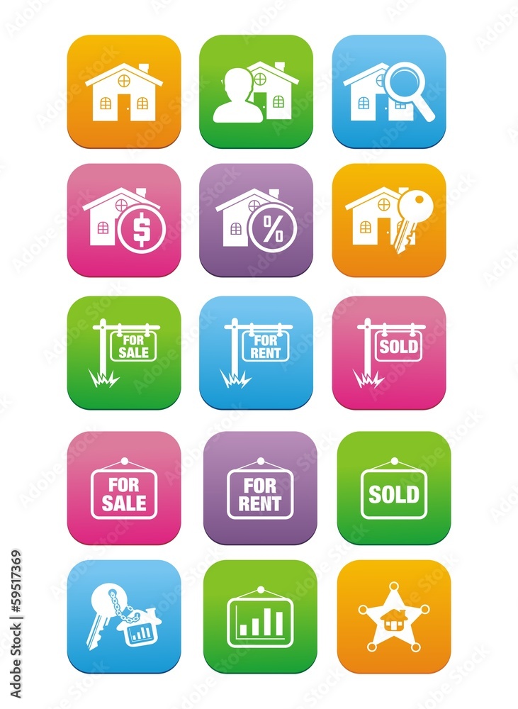 real estate flat style icon sets