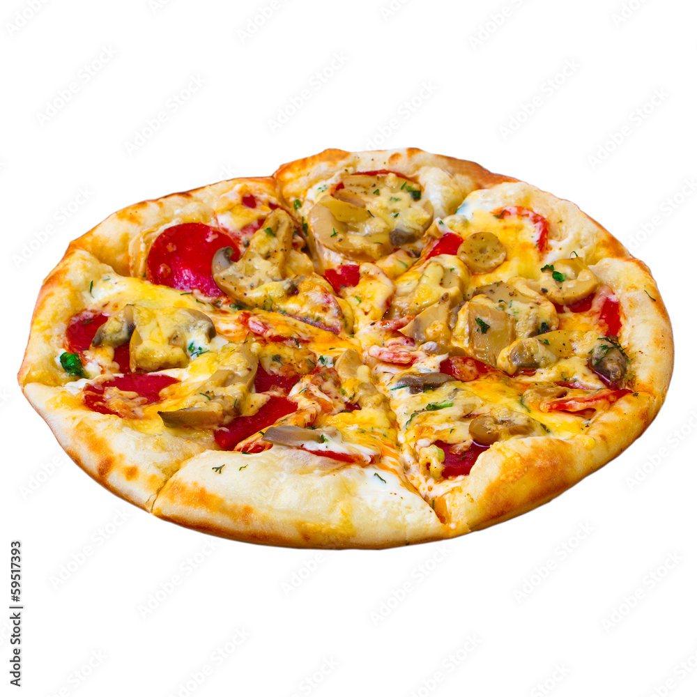 Appetizing pizza isolated white background (clipping path)