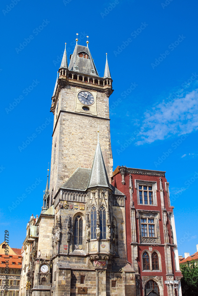 Tower of Old Town City Hall in Prague, Czech Repablic