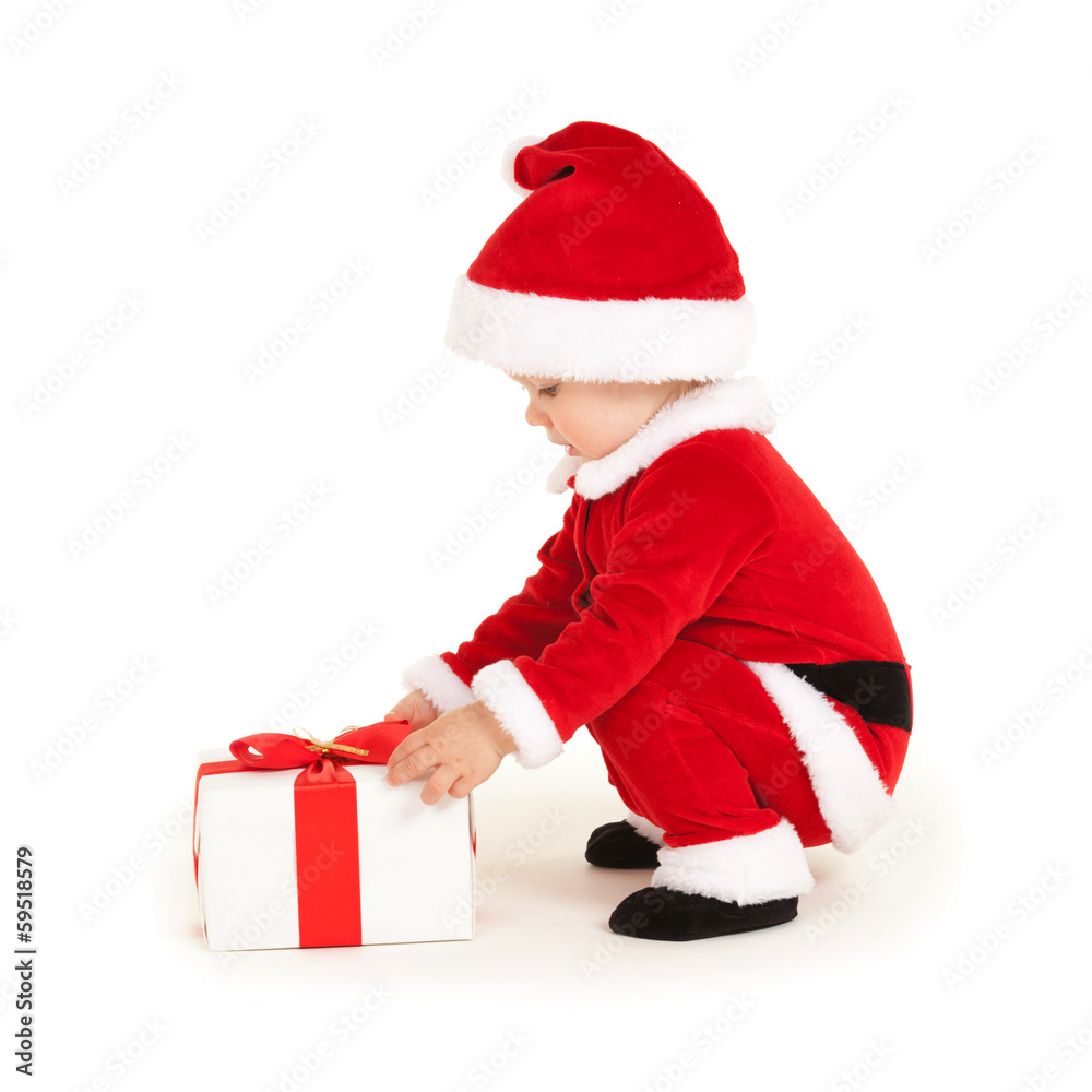 Cute santa baby on the white background Cute santa baby on the white background