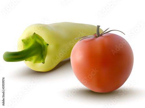 vector illustration of red tomatoe and yellow pepper