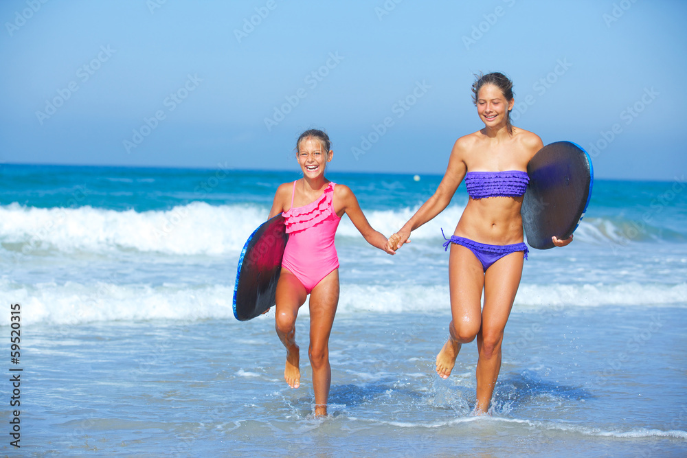 Summer vacation - surfer girls. Summer vacation - surfer girls.