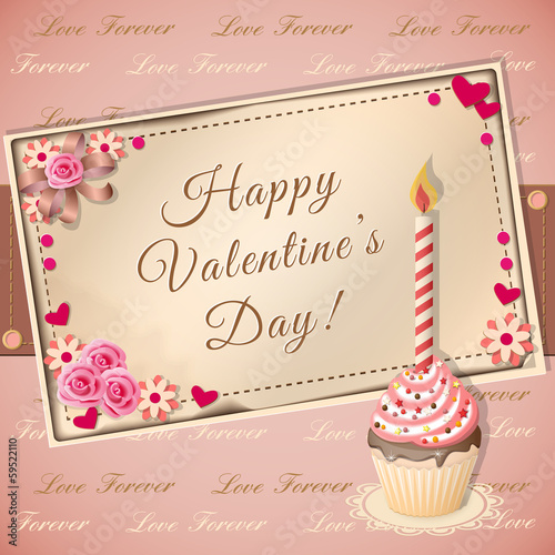 congratulation Valentine s card with cupcake