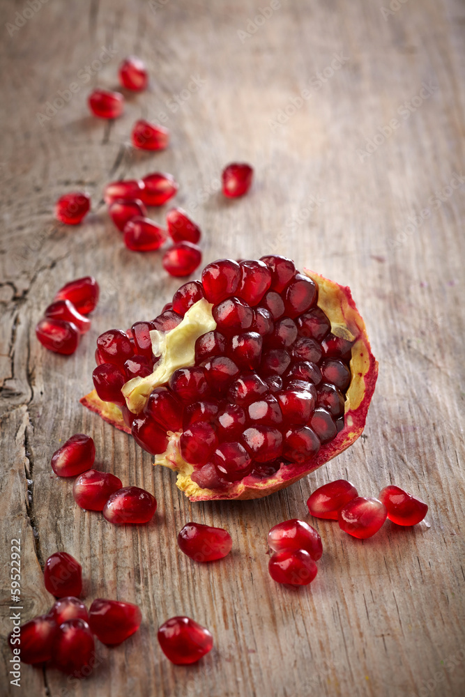 Pieces of pomegranate fruit
