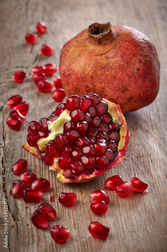 Pieces of pomegranate fruit