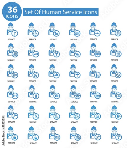 Human service icons,Blue version,vector