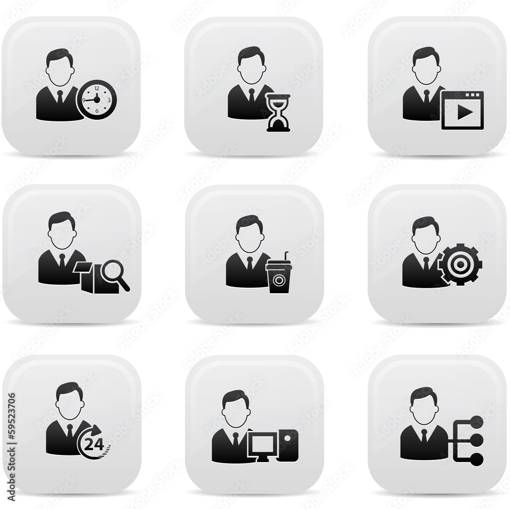 Human resource icons,Black buttons,vector