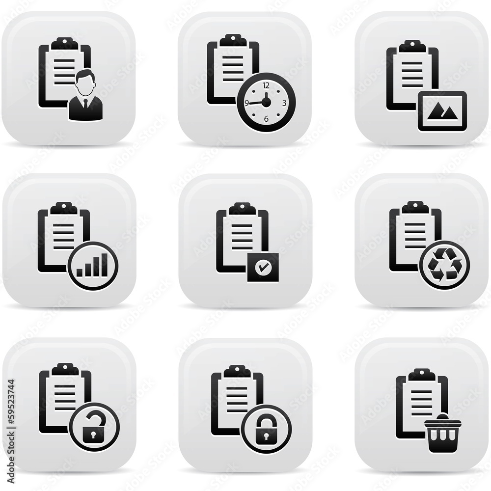 Documents icons,White buttons,vector Documents icons,White buttons,vector