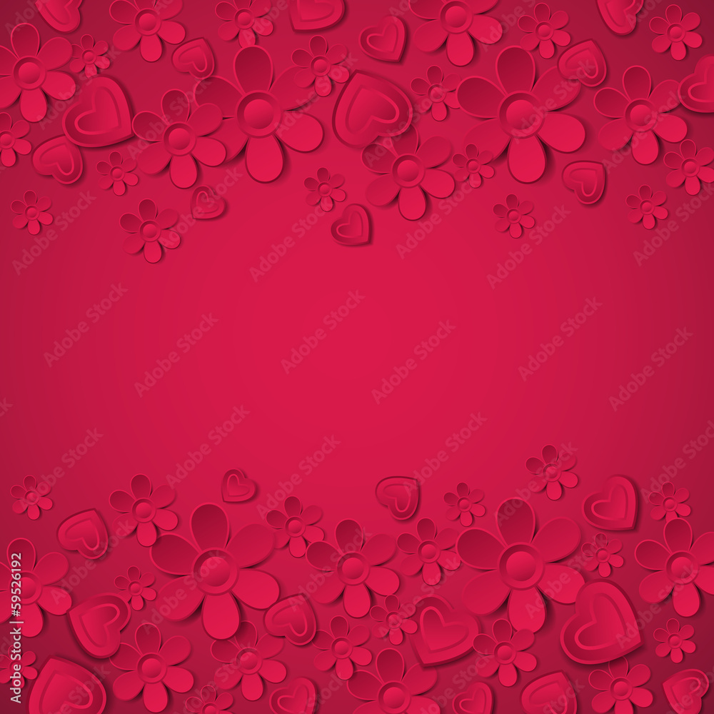 red valentine background with many flowers, vector red valentine background with many flowers, vector