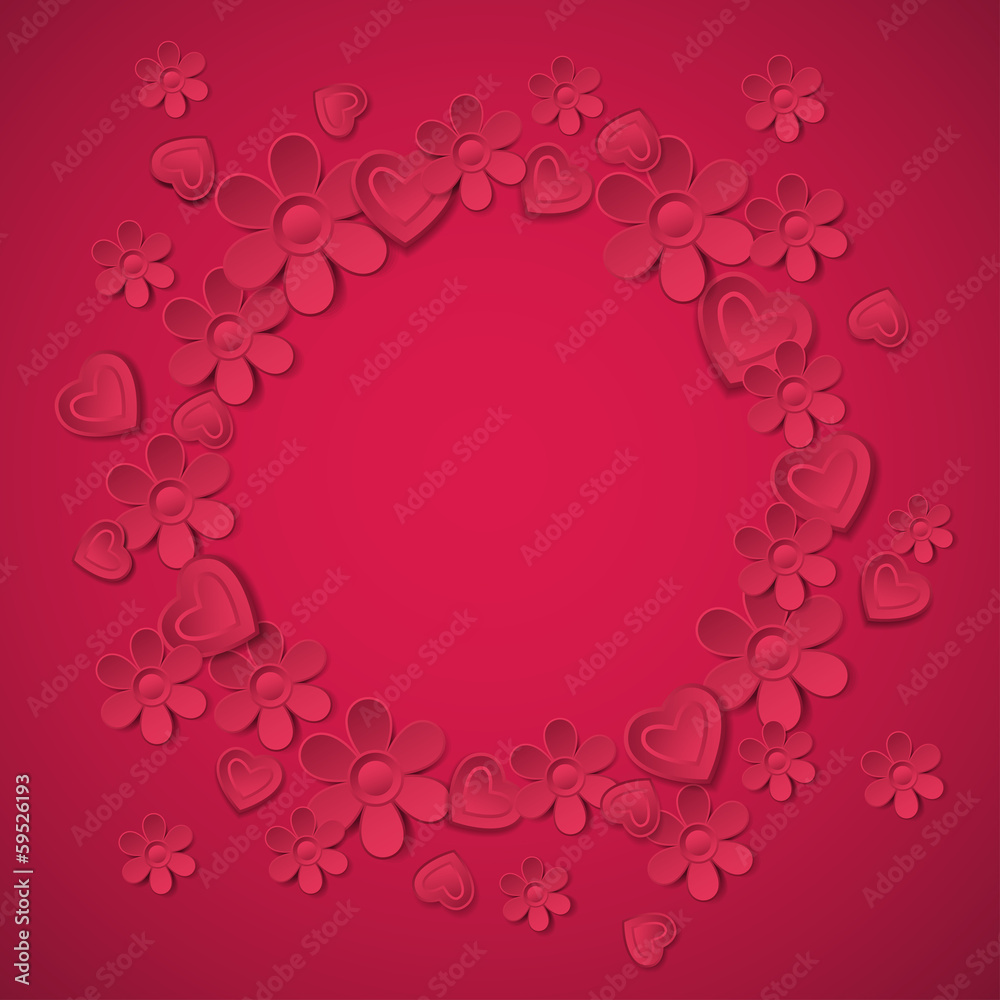 red valentine background with many flowers, vector red valentine background with many flowers, vector