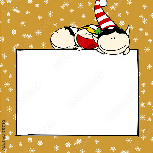 Christmas card with elves