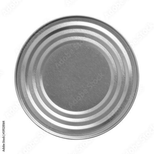 tin can on white background, view from the top