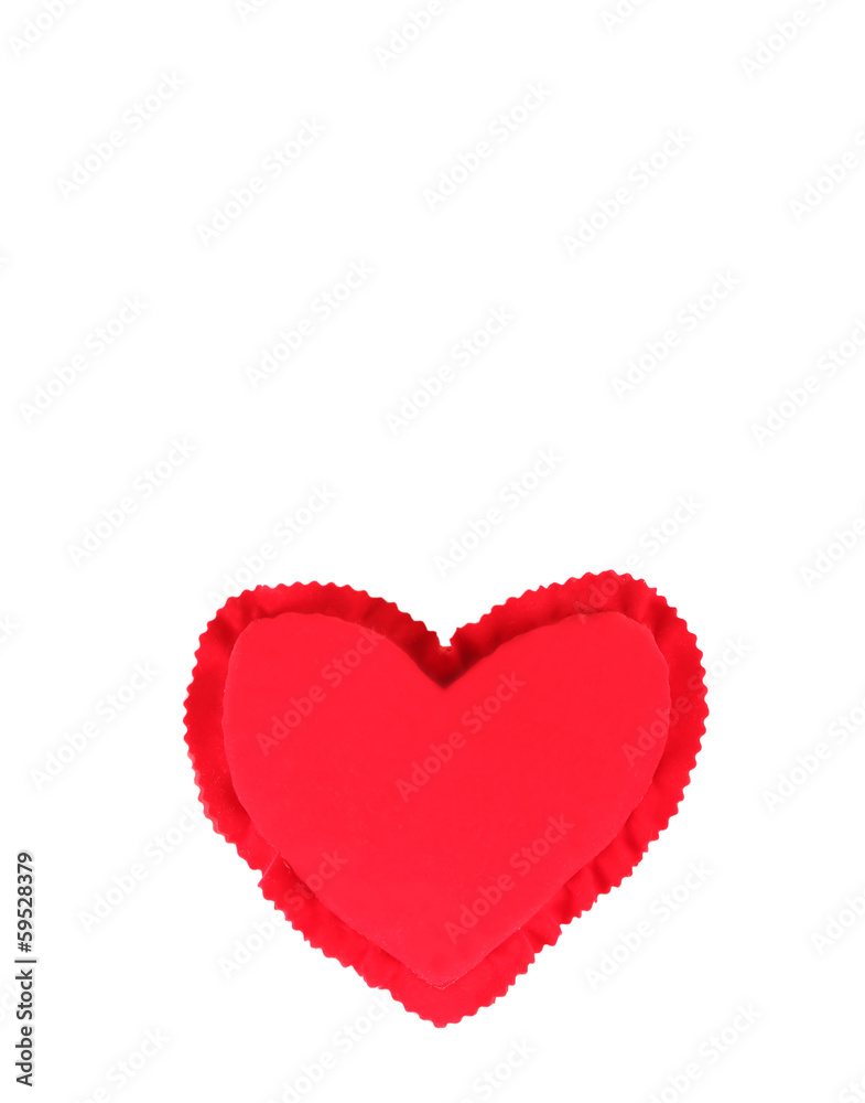 Valentine red heart over white background
