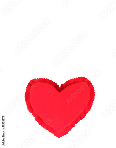 Valentine red heart over white background