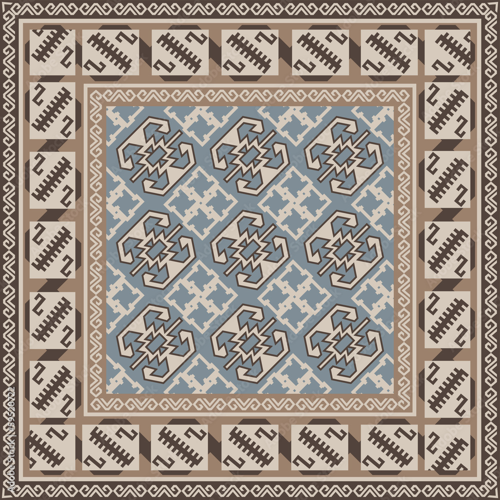 Design for square carpet in Oriental style