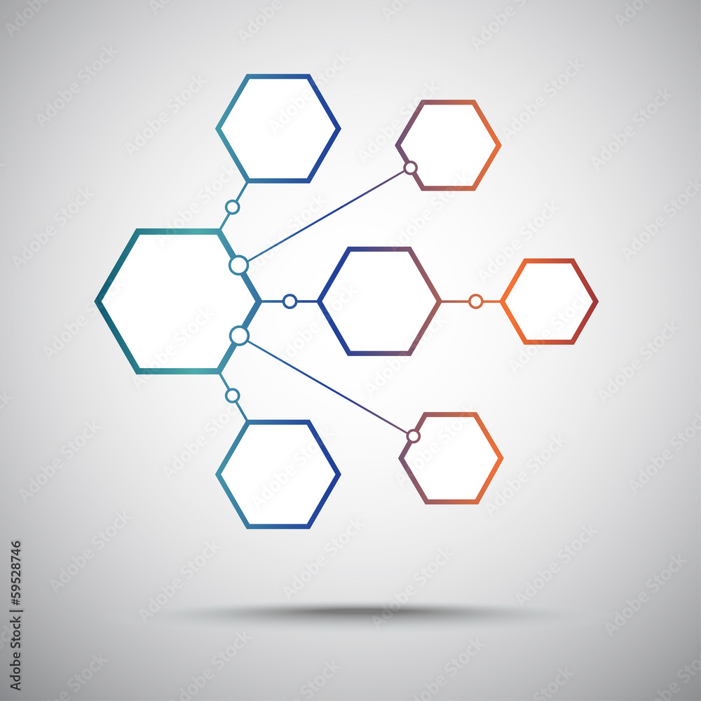 Connection of the seven hexagonal cells. Gradient Connection of the seven hexagonal cells. Gradient